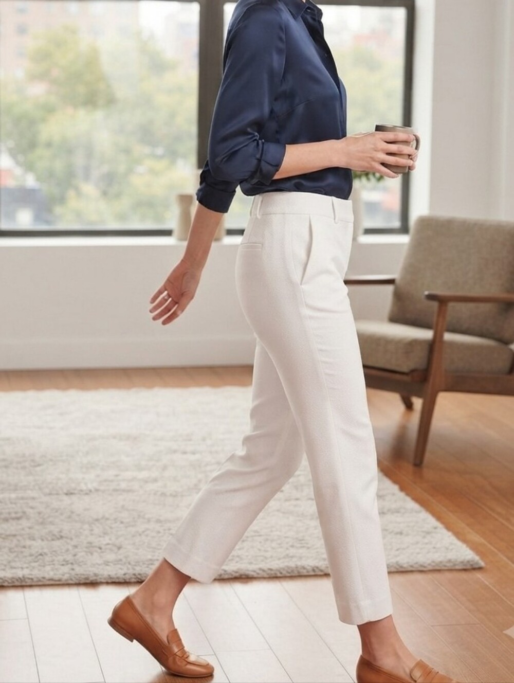 BRAND NEW NEVER WORN Ann Taylor LOFT Tailored High-Rise Cropped Pants Ivory Sz 8